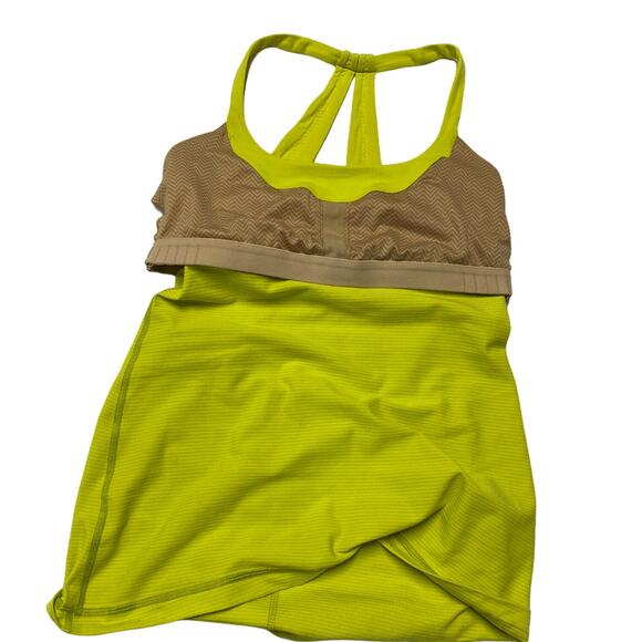 lululemon Scoop Me Up Tank top Tonka Stripe Split Pea Yoga Gym Spin Sz 6 yellow - Picture 6 of 12